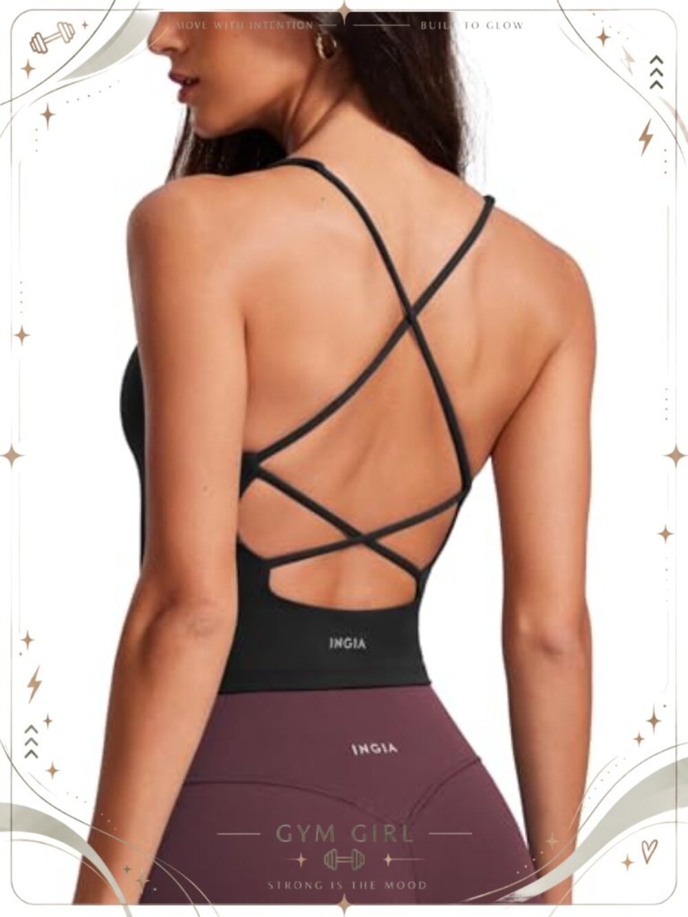 V Neck Padded Tank Top Criss Cross Strappy Back Cropped Yoga Lounge